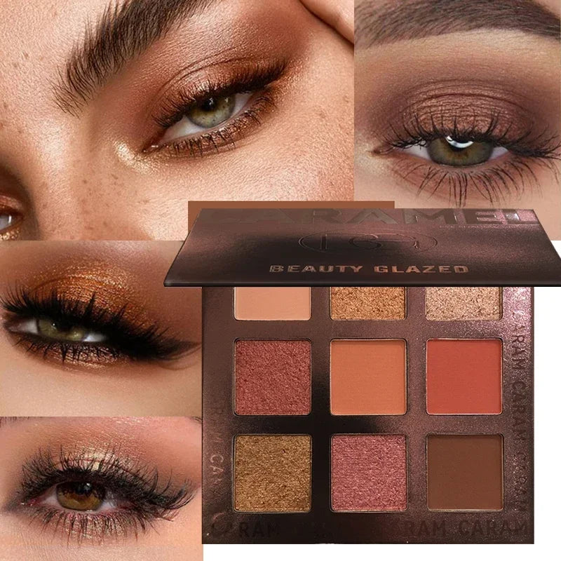 Beauty GLAZED 9-Color Shimmer & Matte Eyeshadow Palette Eyeshadow Palette QXL