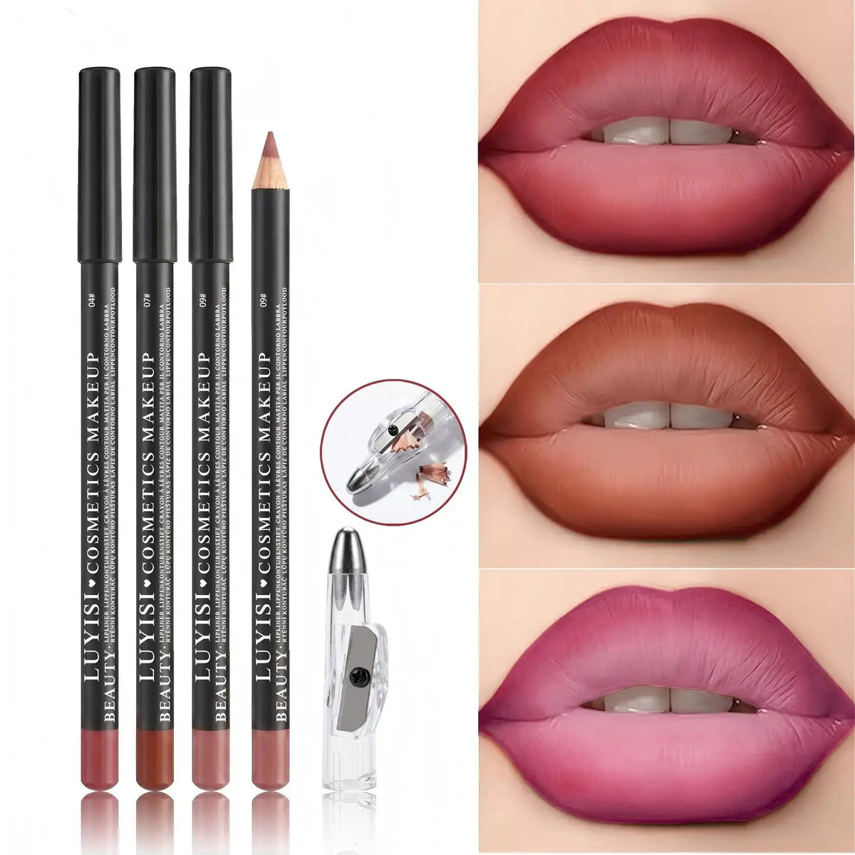 Waterproof Velvet Matte Lip Liner Set with Sharpener – 3 Pcs Lip Liner Set QXL