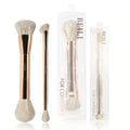 BEILI Double-Sided Makeup Brush Set – Cyan | Foundation & Eye Makeup Brush Set QXL Gold
