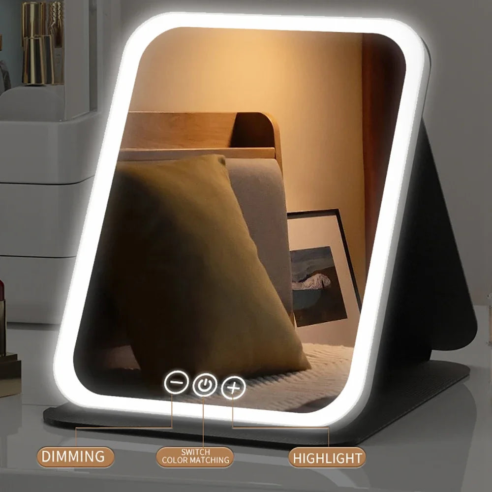 LED Dimmable Makeup Mirror | 3 Color Modes, USB Rechargeable LED Vanity Mirror QXL