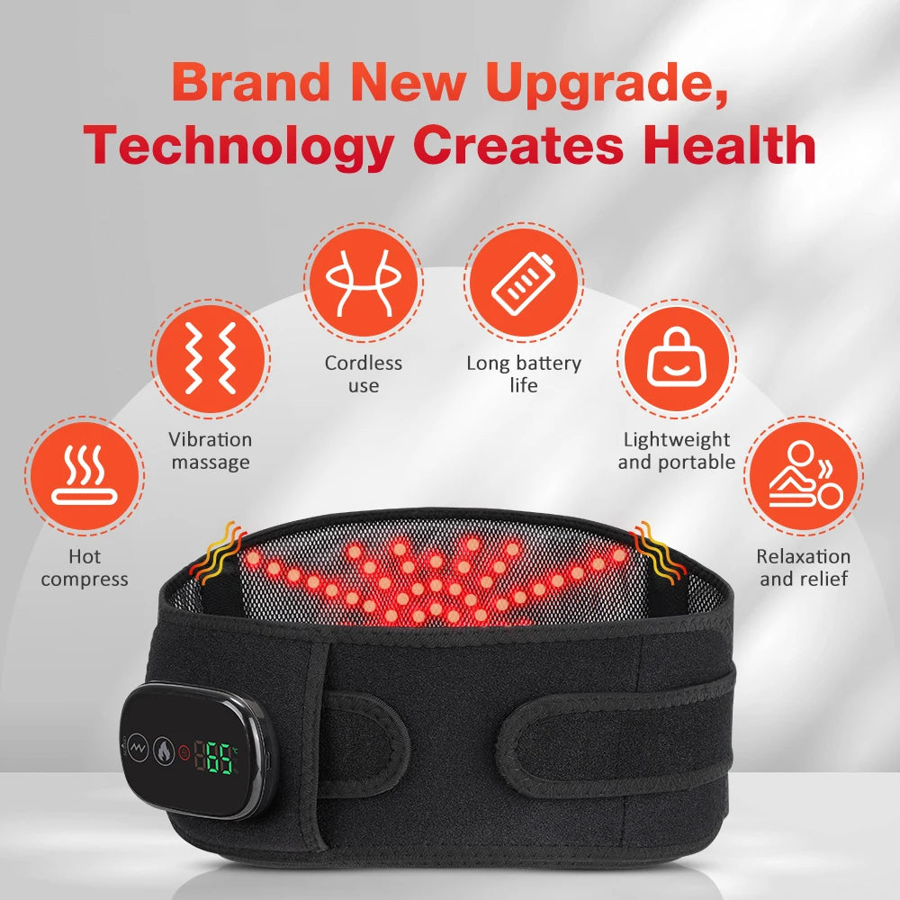 Hailicare Cordless Heated Waist Massage Belt | Red Light Therapy Heated Massage Belt QXL