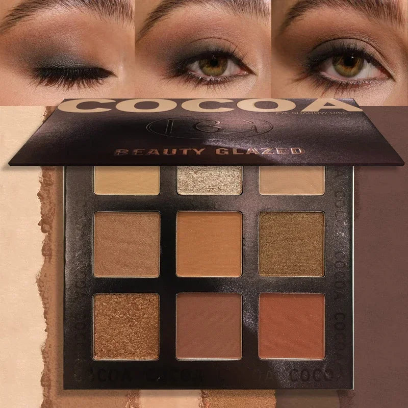 Beauty GLAZED 9-Color Shimmer & Matte Eyeshadow Palette Eyeshadow Palette QXL