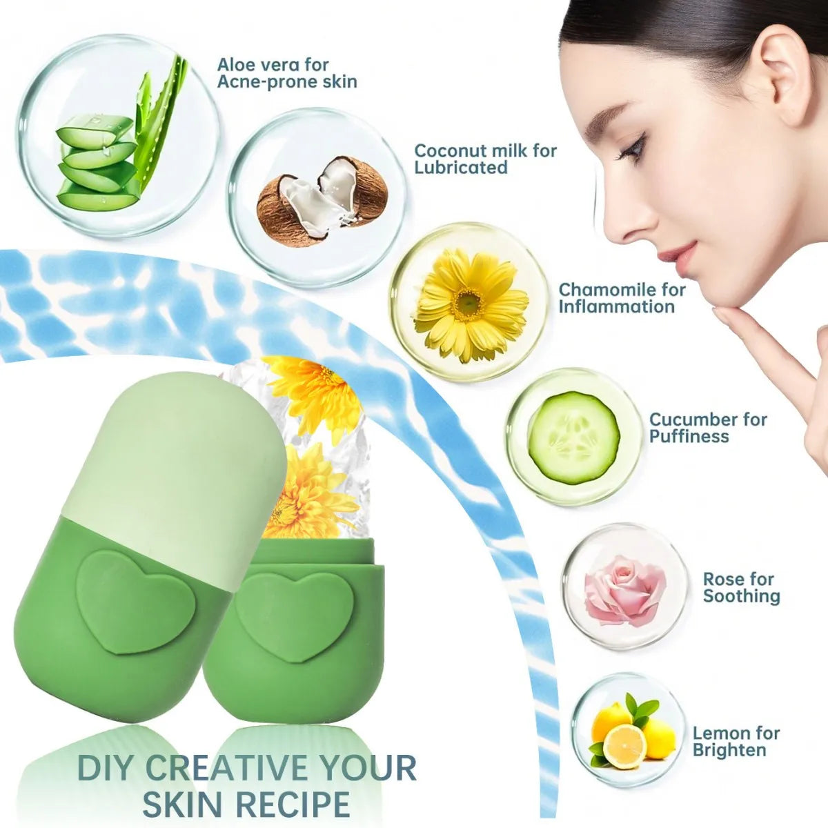 Heart-Shaped Ice Cube Tray – Facial Skincare & Food-Grade Skincare Ice Mold QXL