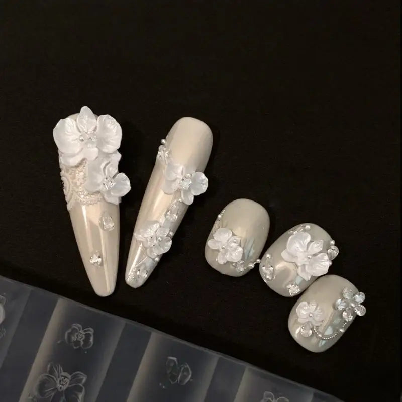 3D Orchid Silicone Nail Art Mold | DIY Floral Manicure Template Silicone Nail Mold QXL