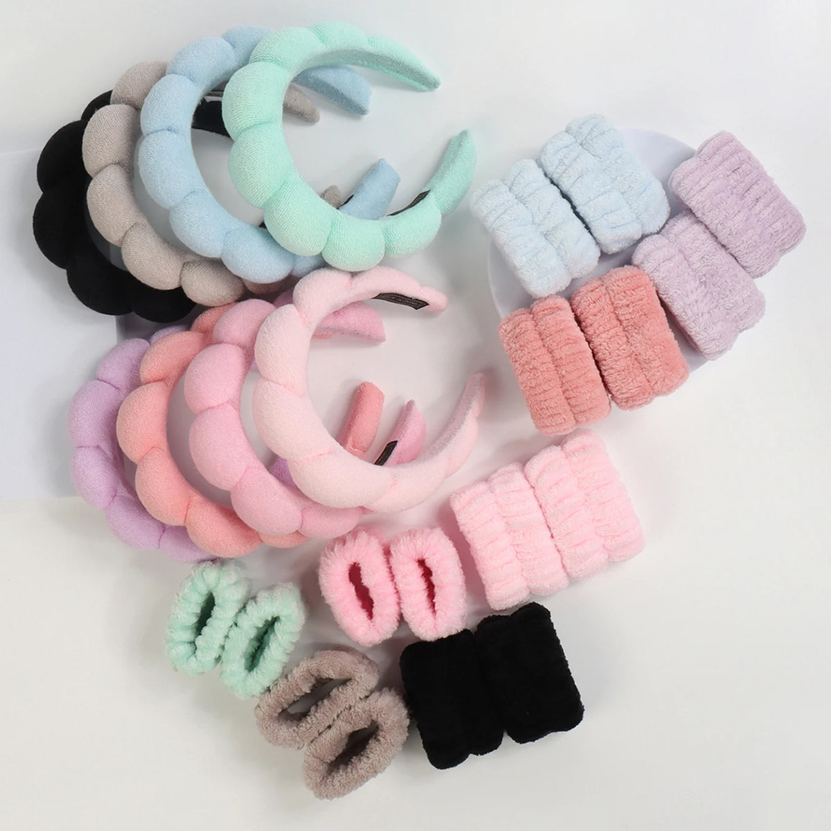 Microfiber Spa Headband & Wristbands | Face Wash Scrunchie Set Spa Headband Set QXL