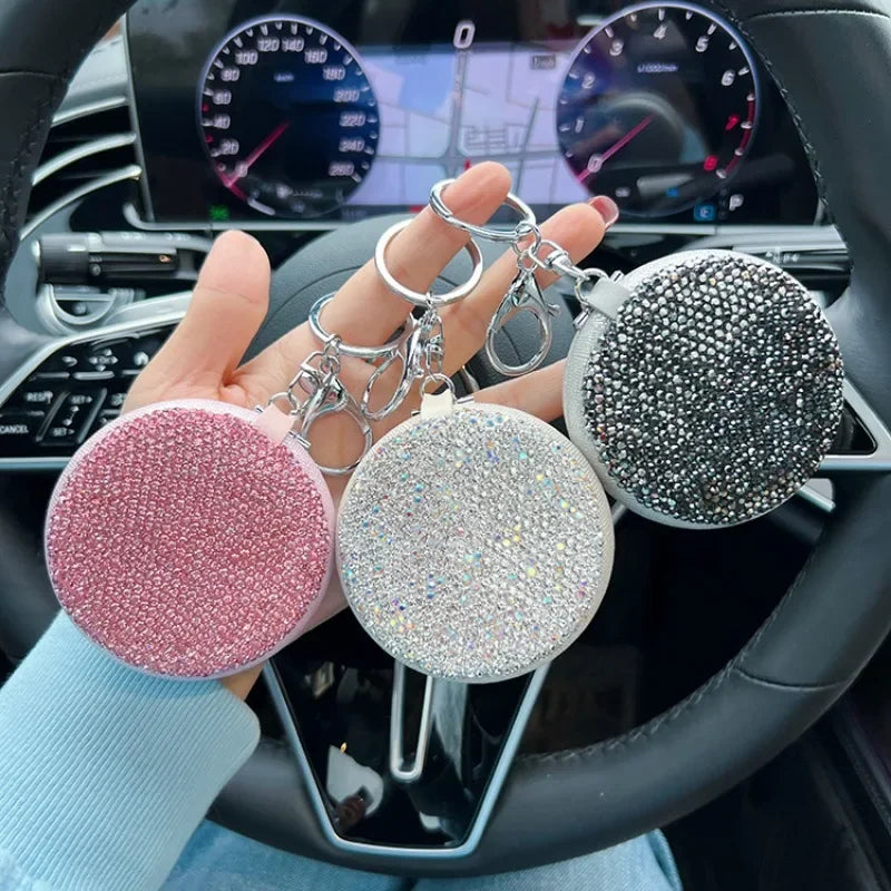 Double-Sided Diamond Compact Mirror Keychain | Travel Mirror Compact Travel Mirror QXL
