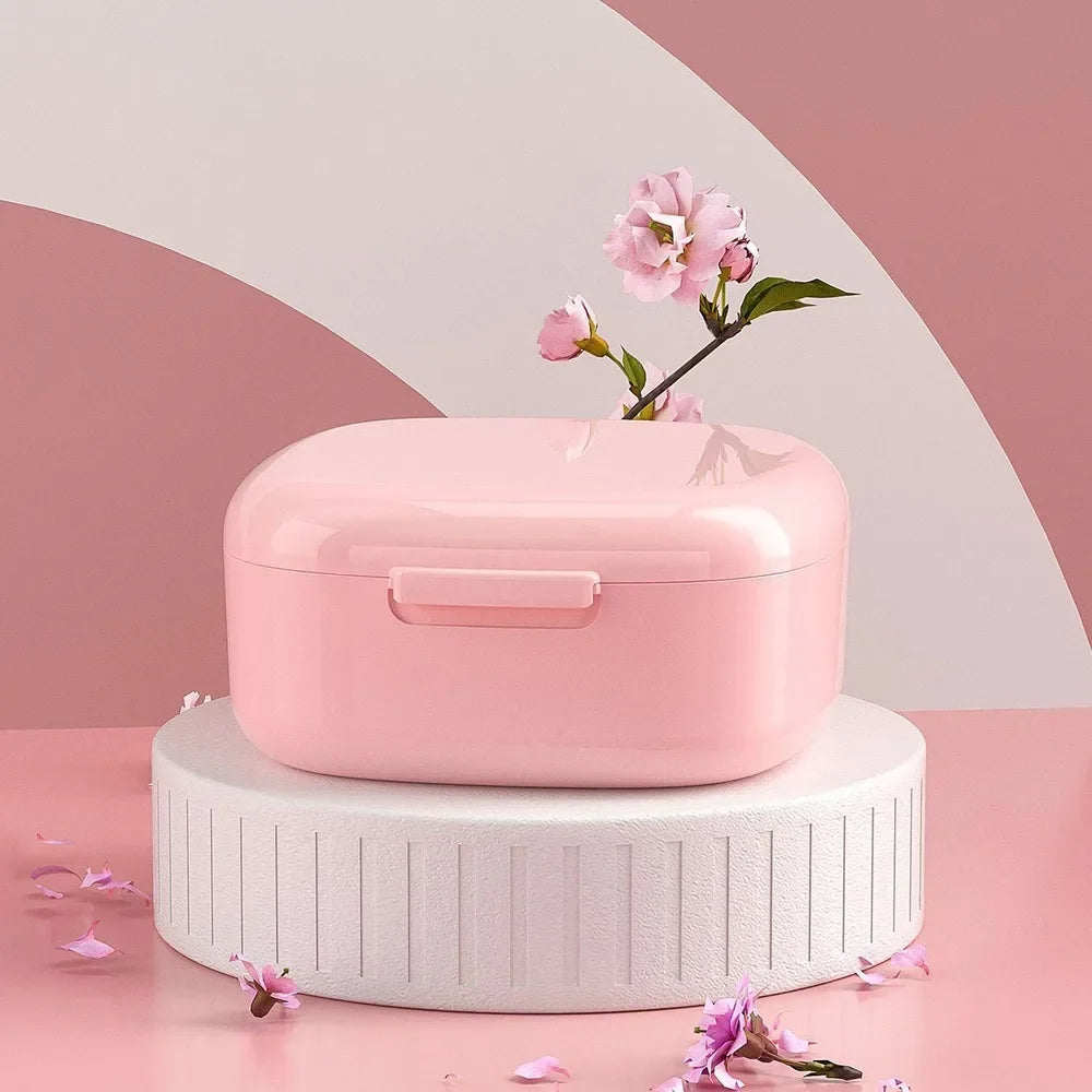 Portable Denture & Retainer Storage Case | Double-Layer Retainer Storage Case QXL Pink
