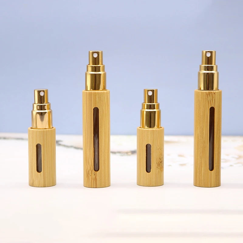 5ml & 10ml Bamboo Wood Refillable Spray Atomizer Bottle Refillable Atomizer Bottle QXL