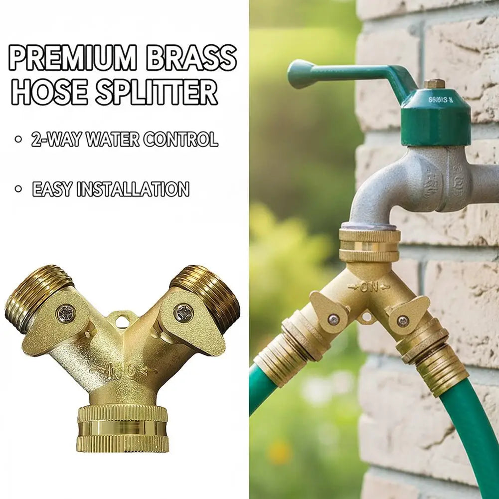 Y-Shape Garden Hose Splitter 3/4" | Dual Valve Zinc Alloy Garden Hose Splitter QXL