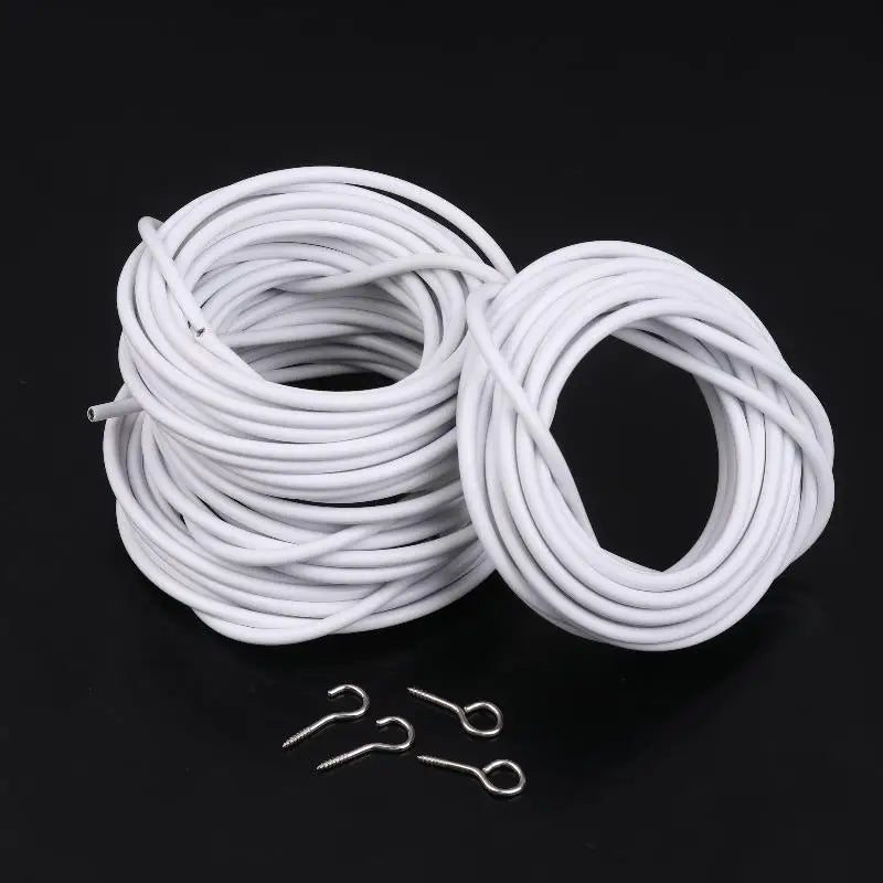 Curtain Spring Wire 2–6m with Hooks & Eyes | Net Curtain Cable Curtain Spring Wire QXL