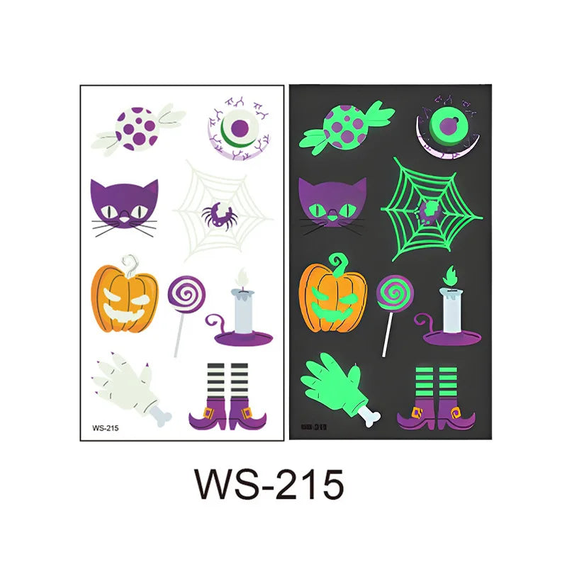 Halloween Glow Dinosaur Temporary Tattoo Stickers | Body Art Temporary Tattoo Sticker QXL
