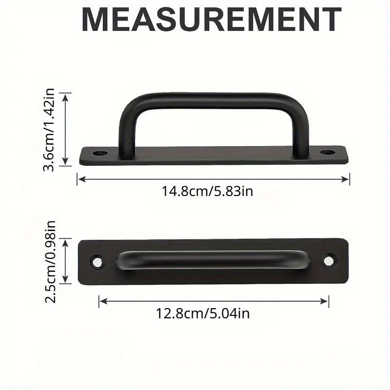 Black Aluminum Barn Door Pull Handle with Plate | Sliding Door Door Pull Handle QXL