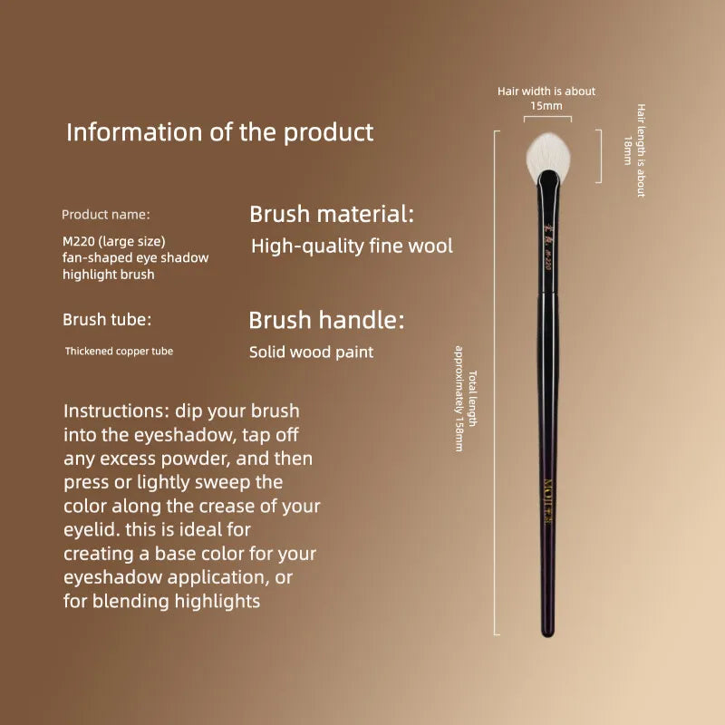 Fan-Shaped Eyeshadow Highlight Brush | Goat Hair Blending Eyeshadow Highlight Brush QXL M220 Large size