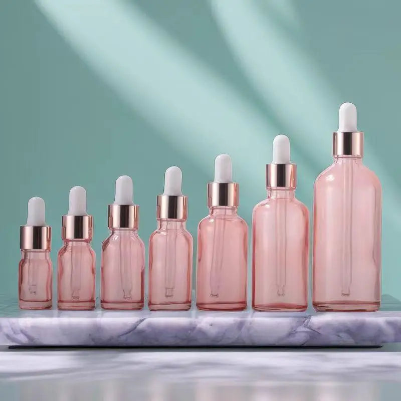 Glass Dropper Bottles 5–100ml Rose Gold Lid | Essential Oil Glass Dropper Bottle QXL