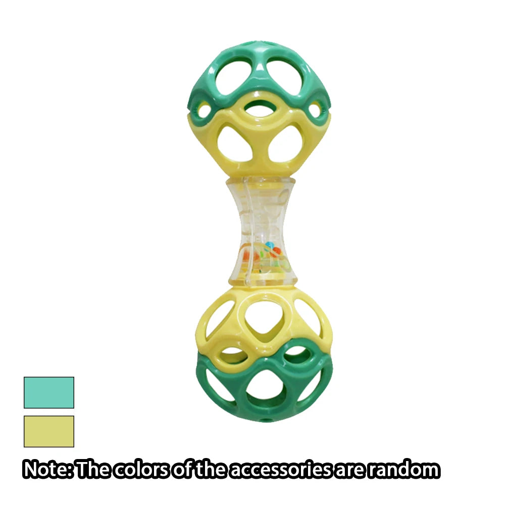 Baby Teething Rattle Ball – Soft TPU Sensory Grasping Toy Baby Teething Toy QXL Green-Yellow
