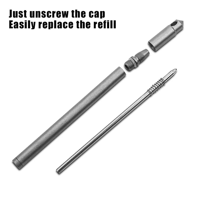 Compact Titanium EDC Ballpoint Pen Keychain | Camping & Hiking EDC Keychain Pen QXL