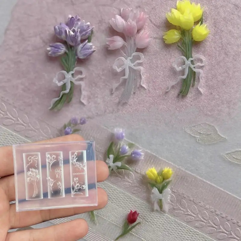 3D Silicone Tulip Flower Nail Art Mold | DIY Nail Charms Nail Art Mold QXL