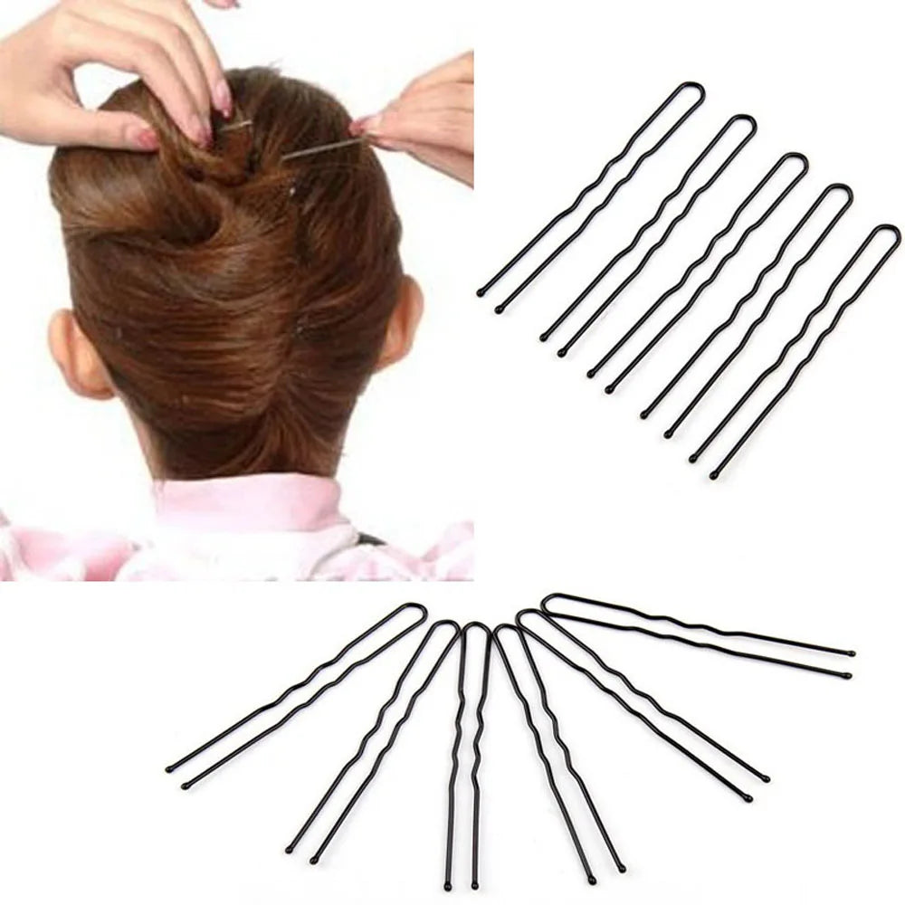 50-Pack Black U-Shaped Wave Hair Pins & Barrette Clips Hair Pins & Clips QXL