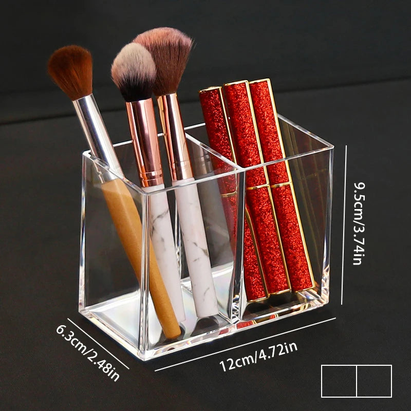 2-Grid Transparent Makeup Brush & Pencil Holder Organizer Makeup Brush Holder QXL