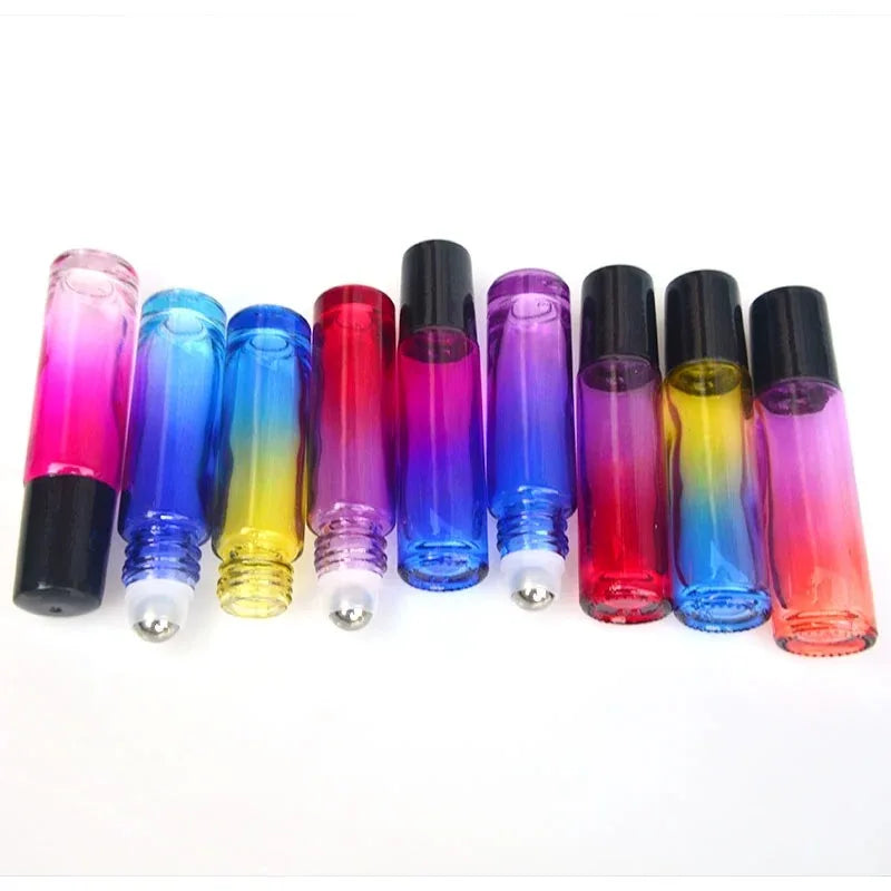 5-Pack 10ml Gradient Glass Roller Bottles for Essential Oils Glass Roller Bottles QXL