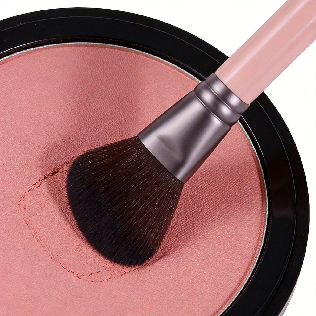 KOSSHOW Pink Blush & Contour Brush | Wooden Handle Makeup Blush Makeup Brush QXL