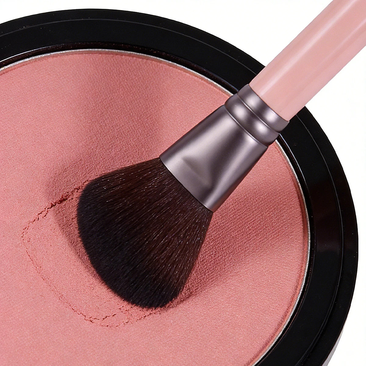 KOSSHOW Pink Blush & Contour Brush | Wooden Handle Makeup Blush Makeup Brush QXL