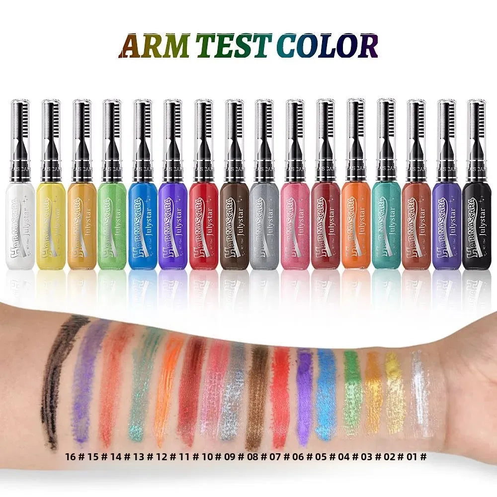 16-Color Disposable Hair Color Brush | Cosplay & Party Dye Temporary Hair Color QXL