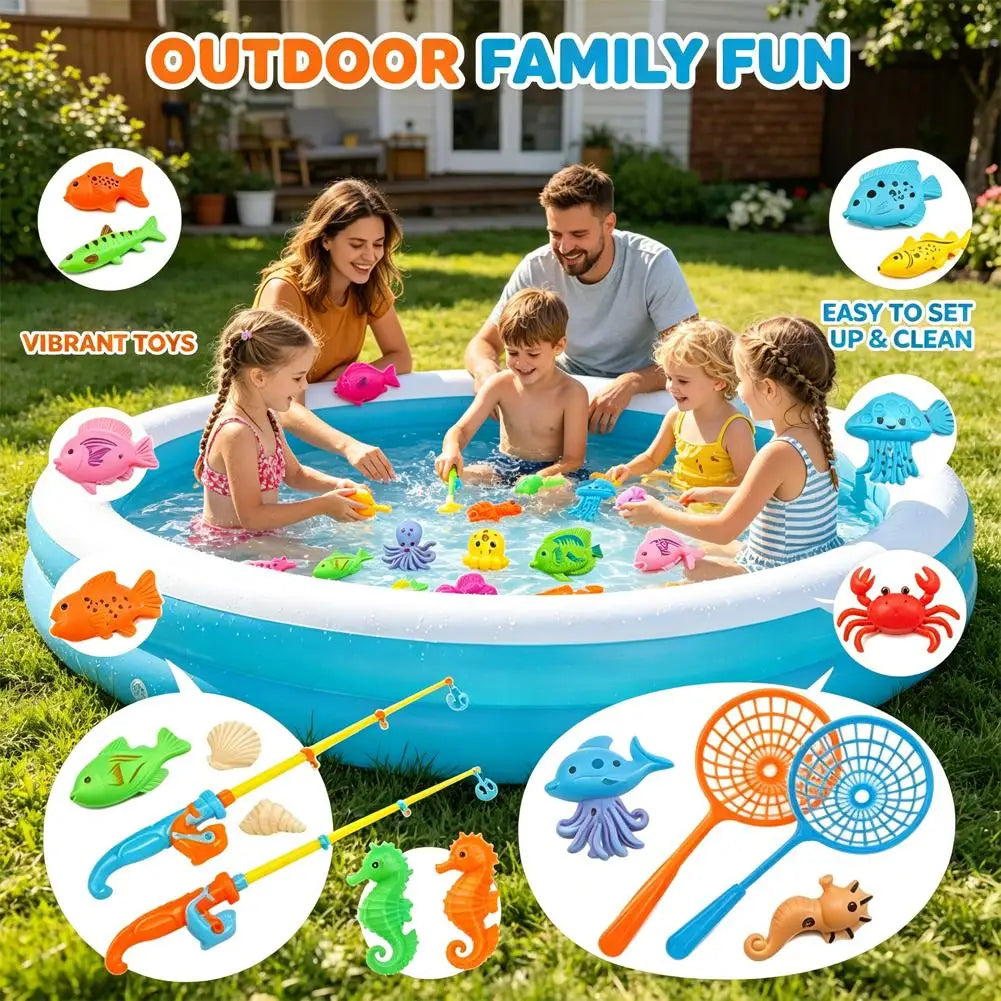 Kids Magnetic Fishing Toy Set | Glow Fish Game Indoor Outdoor Kids Fishing Toy QXL