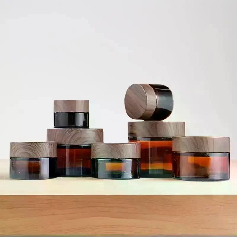 Dark Glass Cream Jar Refillable 10–60g | Empty Cosmetic Container Glass Cosmetic Jar QXL