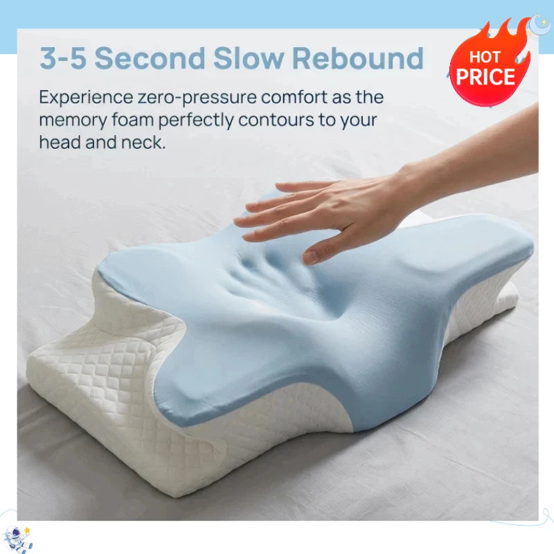 Cooling Memory Foam Cervical Pillow – All Sleep Positions Memory Foam Pillow QXL