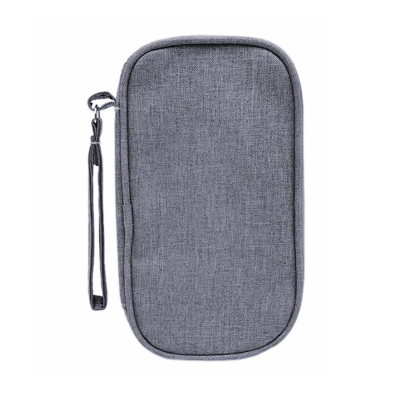 Portable Cable & Earphone Organizer Travel Bag | Polyester Cable Organizer Bag QXL grey