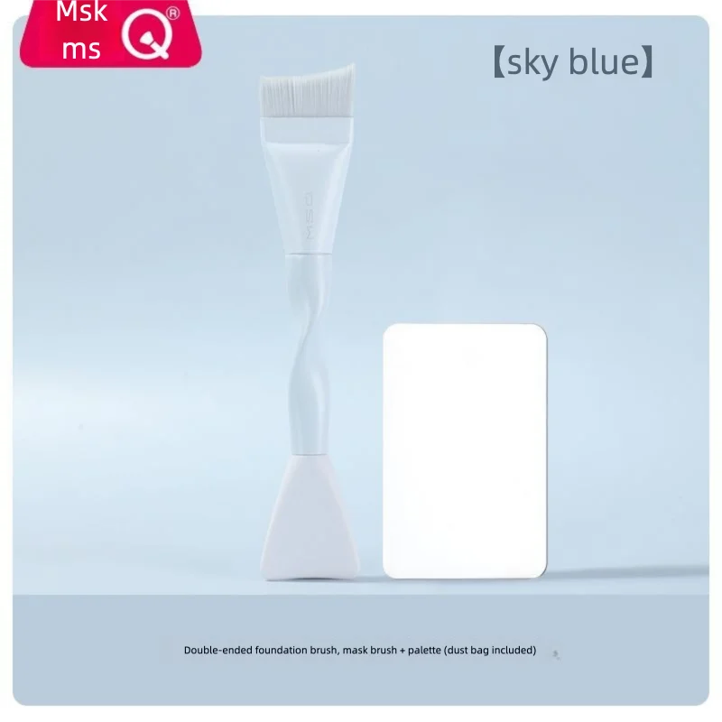MSQ Dual-Head Foundation & Mask Brush – Angled Crease Foundation Makeup Brush QXL Sky Blue Palette