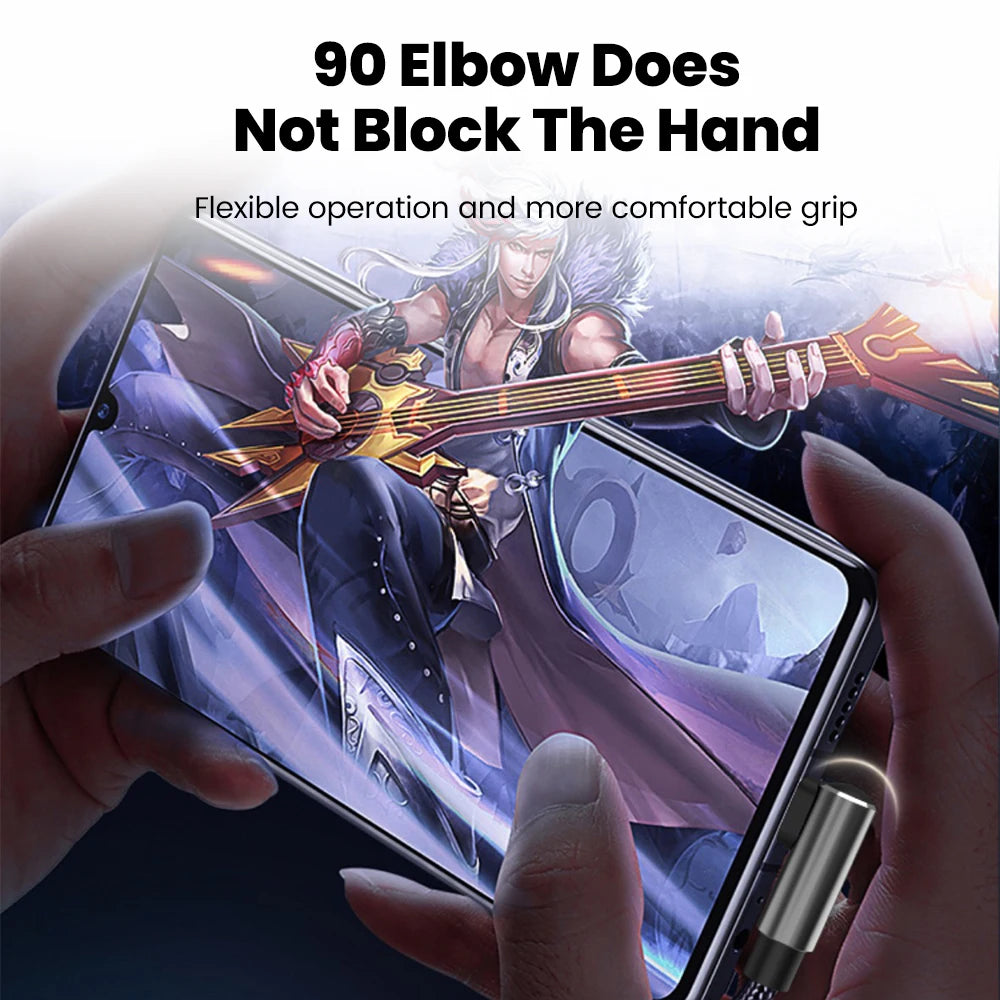 66W 90° Elbow USB-C Fast Charging Cable | USB-A & USB-C USB-C Charging Cable QXL