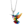 Colorful Hummingbird Pendant Necklace | Tin Alloy Gift for Women Pendant Necklace QXL Silver