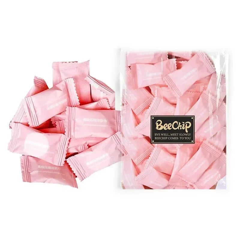 VVOCCI 50-Pack Disposable Compressed Cotton Face Towels Disposable Face Towels QXL