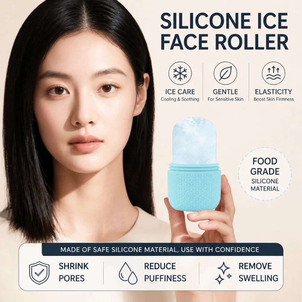 Silicone Ice Face Roller – Cooling De-Puffing Facial Massage Ice Face Roller QXL