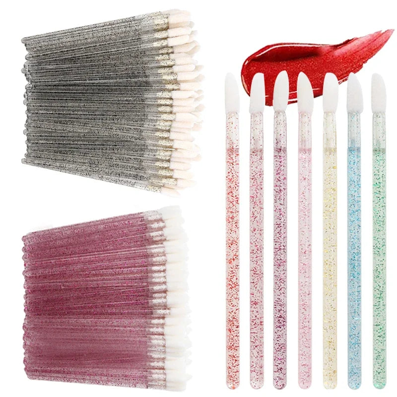 300/500-Pack Disposable Hollow Lip Brush Wands | Nylon Tips Disposable Lip Brush QXL