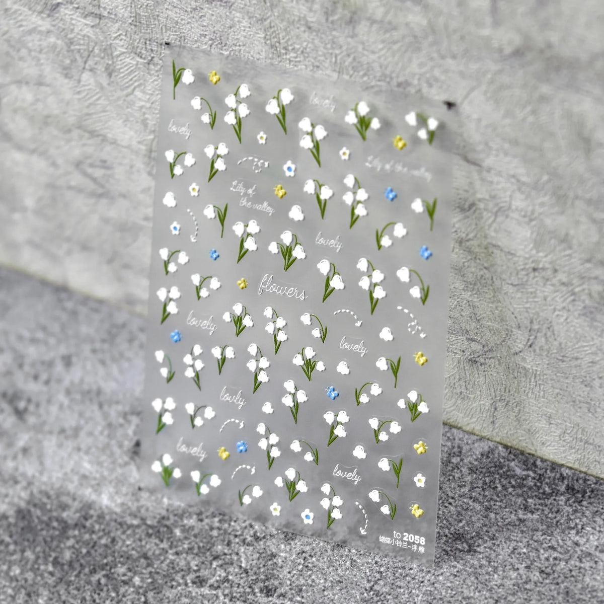 5D Embossed Lily of the Valley Nail Stickers | Floral Decals Nail Art Stickers QXL