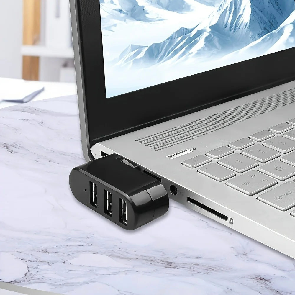 USB 2.0 Hub 3-Port 180° Rotatable Splitter Adapter | Plug & Play USB Hub QXL