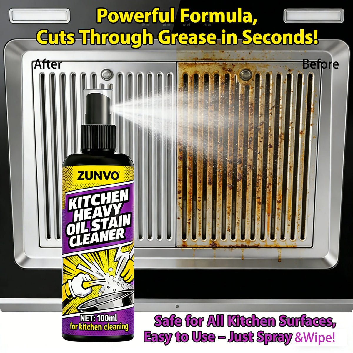 Kitchen Heavy-Duty Degreaser Spray | Cuts Grease & Grime Fast Kitchen Degreaser Spray QXL