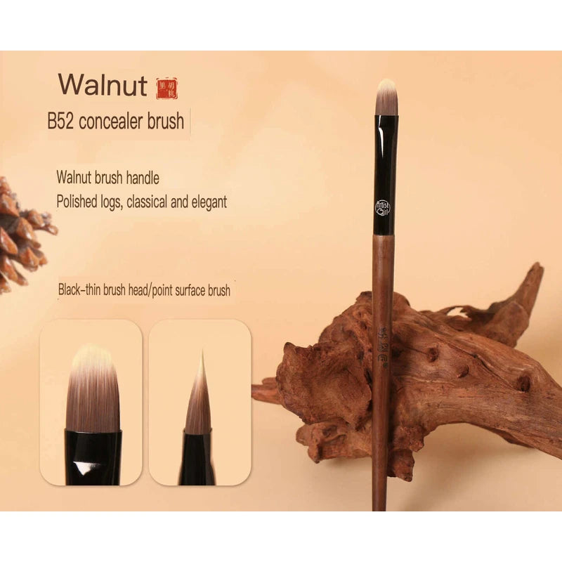 Walnut B52 Flat Concealer Brush | Tongue-Shaped Fiber Bristles Concealer Brush QXL