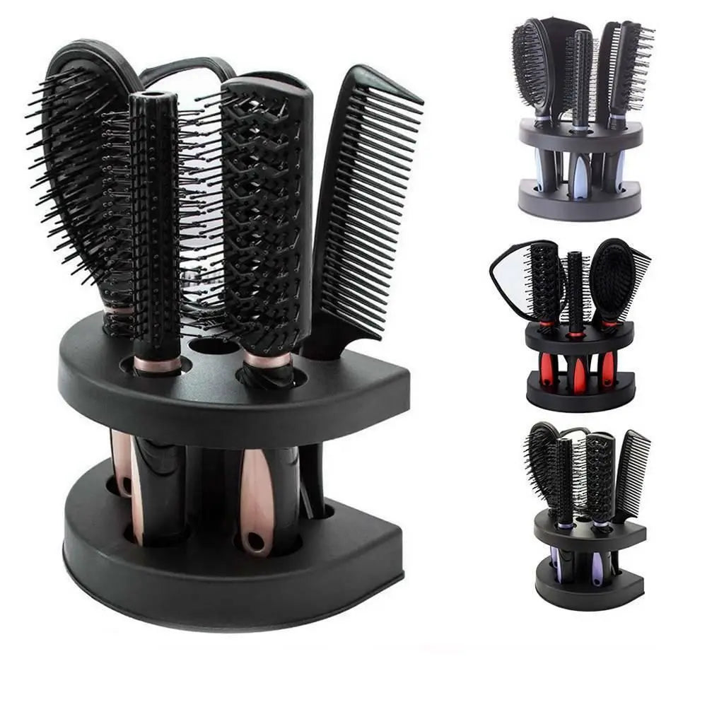 5-Piece Hair Brush & Scalp Massager Comb Set with Mirror Hair Brush Set QXL
