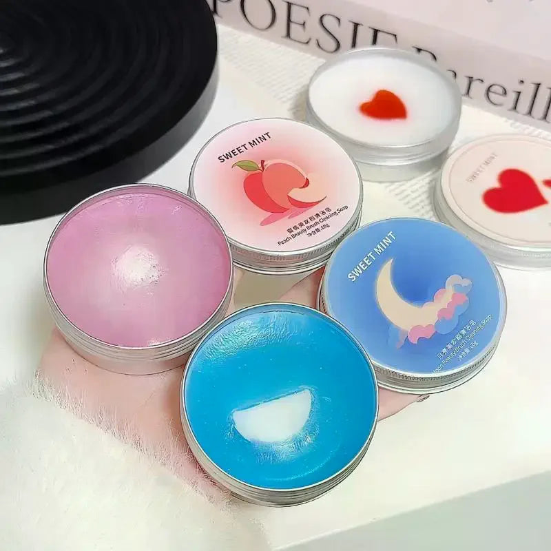 Makeup Brush Cleaning Soap with Silicone Pad | Portable Brush Cleaning Soap QXL