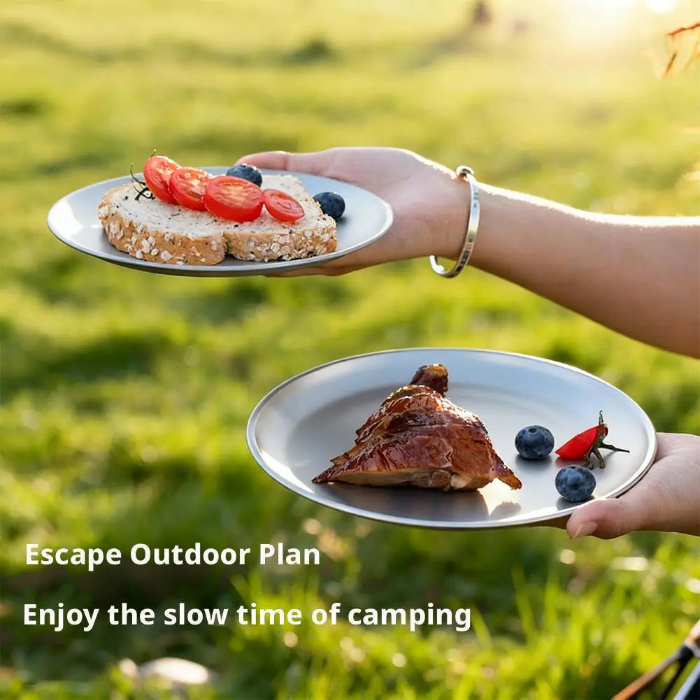 Titanium Camping Plate | Stackable Lightweight Outdoor Dinnerware Camping Dinnerware Plate QXL