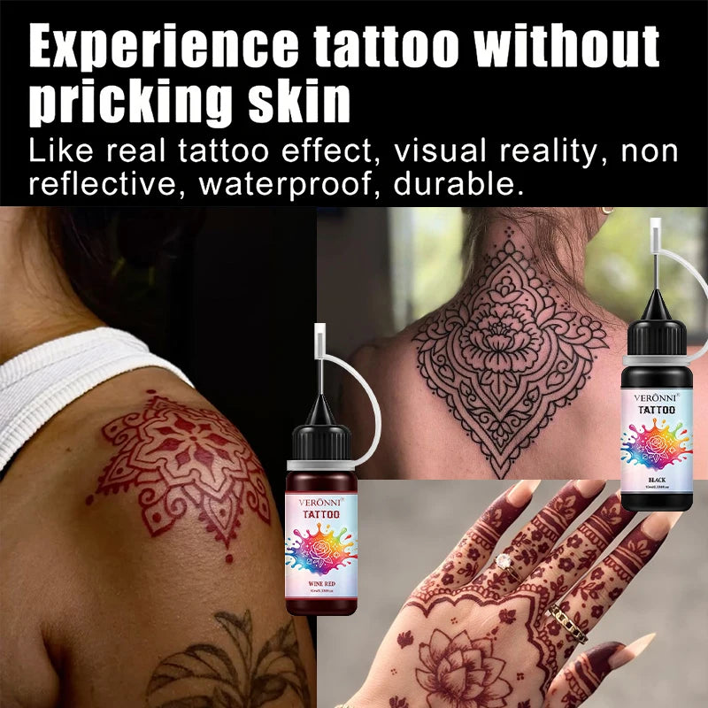 Temporary Tattoo Ink Kit with 120 Stencils | DIY Body Art Temporary Tattoo Kit QXL