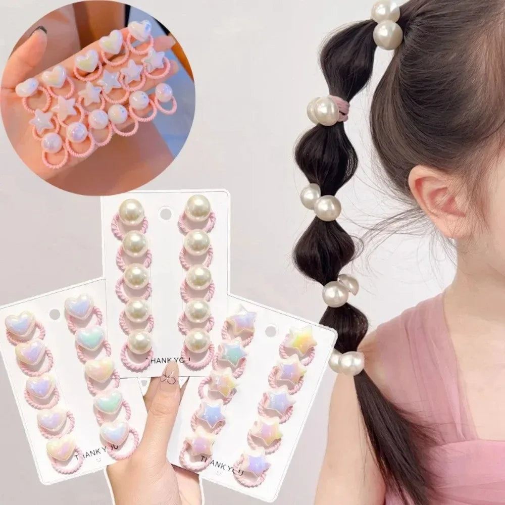 10-Pack Cute Elastic Hair Ties for Girls | Korean Ponytail Set Elastic Hair Ties QXL