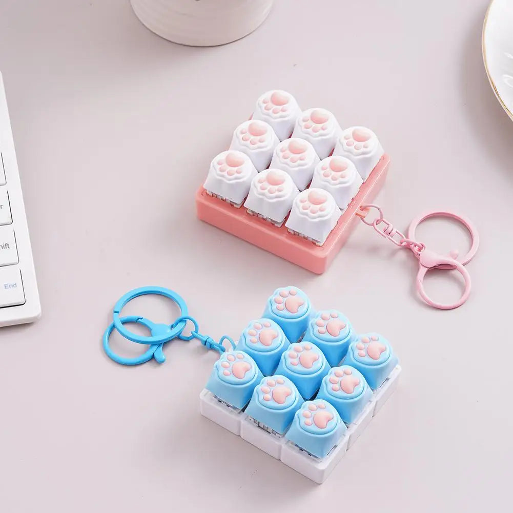 Mini Keyboard Fidget Clicker Toy | Paw Print Keycap Gadget Fidget Clicker Toy QXL