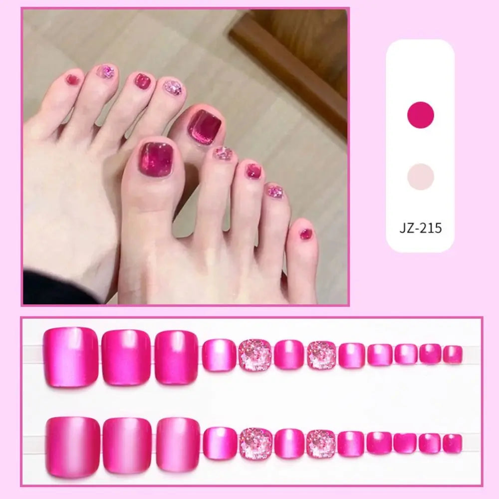 Short Square Press-On Toenails | French & Solid Color 24-Piece Press-On Toenails QXL