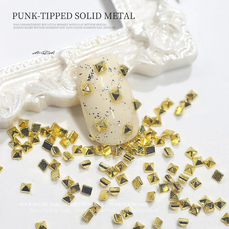 200-Pc Metal Rivet Nail Art Studs | Gold & Silver Punk Charms Nail Art Studs QXL