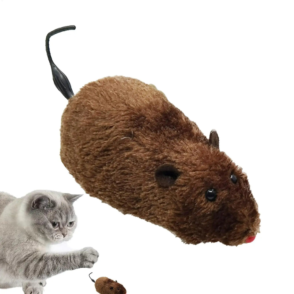 Wind-Up Plush Mouse Cat Toy | Interactive Kitten Chasing Toy Interactive Cat Toy QXL